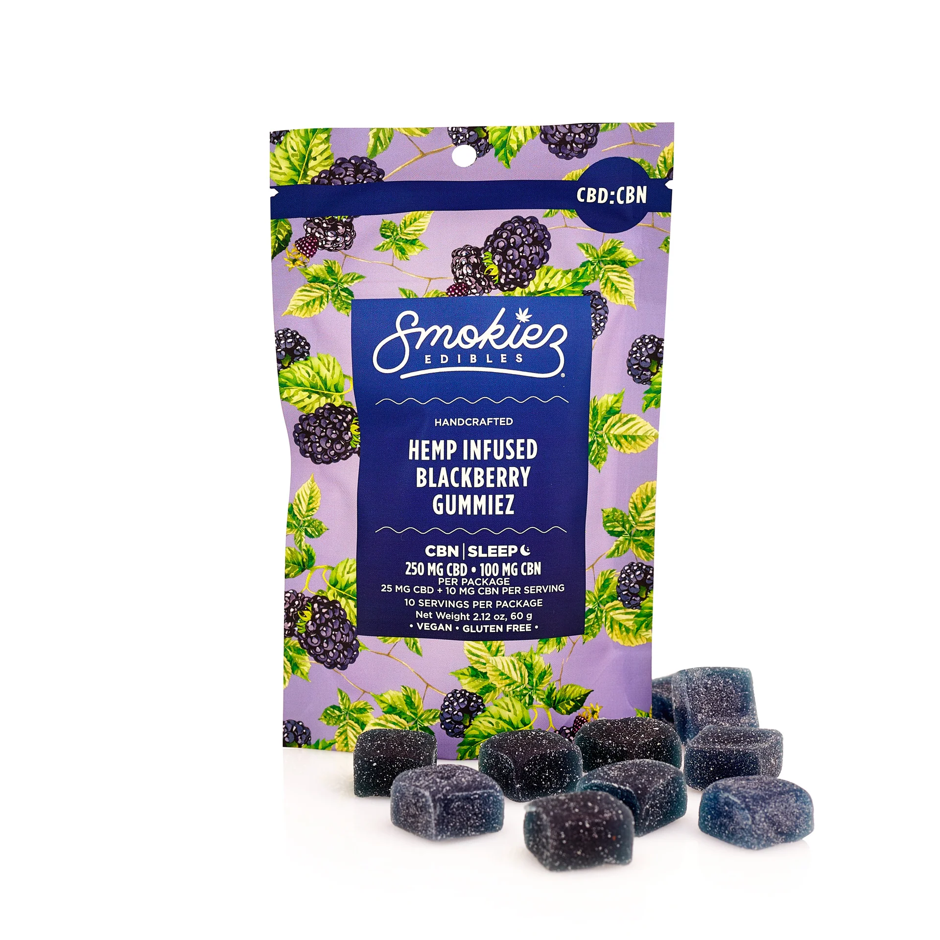 Smokiez Blackberry Cbd:cbn 2.5:1 Gummies Smokiez 10-Pack Blackberry Cbd + Cbn Gummies