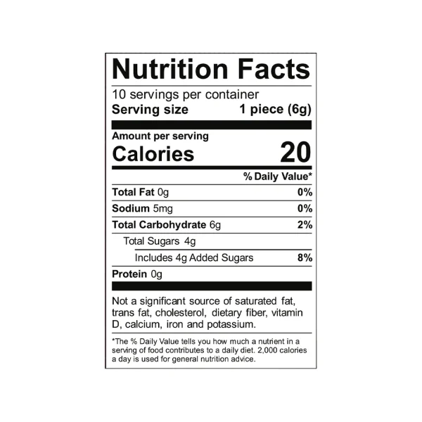 Smokiez 10-Pack Mango CBD + CBG Gummies Nutrition Facts