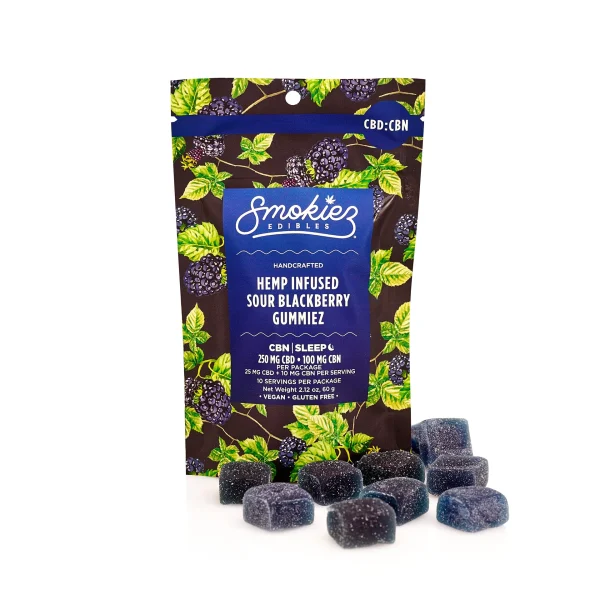 Smokiez 10-Pack Sour Blackberry Cbd + Cbn Gummies