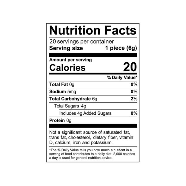 Smokiez 20-Pack Peach CBD Gummies Nutrition Facts