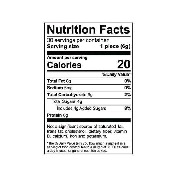 Smokiez 30-Pack Mango CBD + CBG Gummies Nutrition Facts