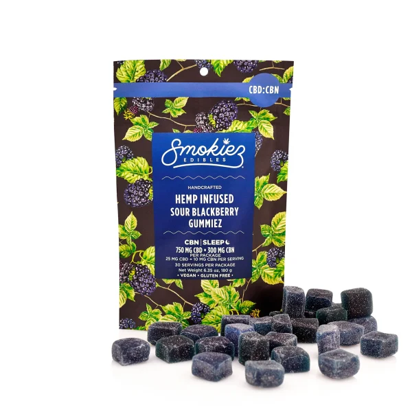 Smokiez 30-Pack Sour Blackberry Cbd + Cbn Gummies