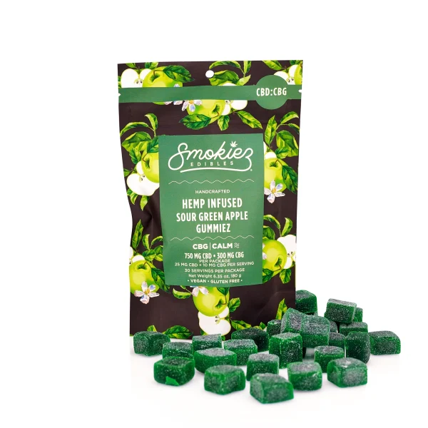 Smokiez 30-Pack Sour Green Apple Cbd + Cbg Gummies