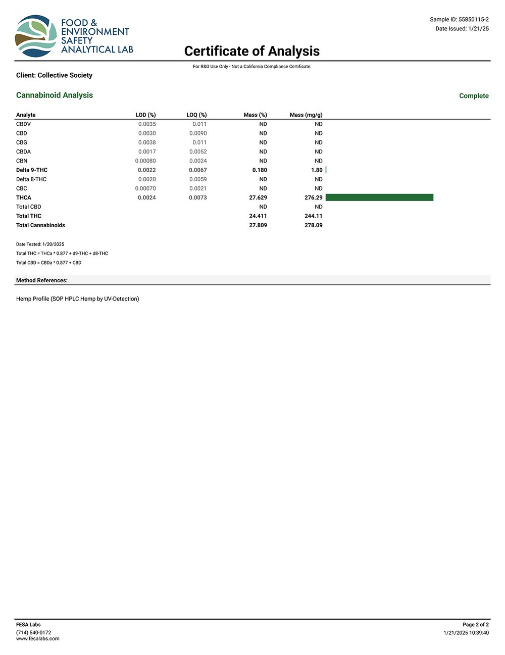 Lost Jane Vanilla Souffle Exotic THCA Flower COA Page 2 1-21-25