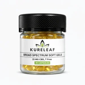 KureLeaf Broad Spectrum, 25mg T-Free CBD Soft Gels
