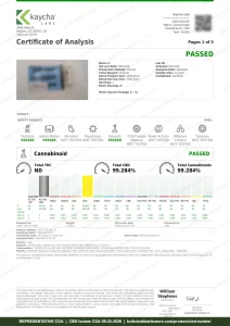 CBD Isolate COA page 1, Kaycha Labs