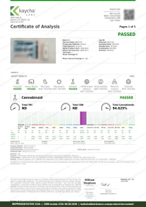 CBN Isolate COA page 1, Kaycha Labs