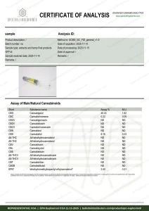 EPN (Euphorinol) COA page 1 of 1, Spectral Fingerprints, tested 11-15-2025