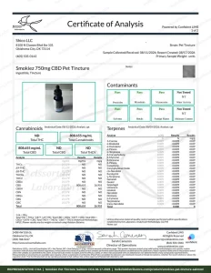 Smokiez Pet Tincture - Salmon COA page 1