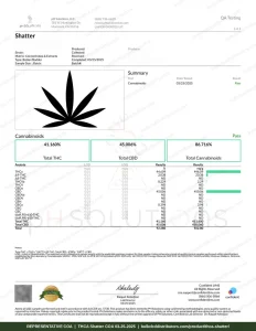 THCA Shatter COA page 1