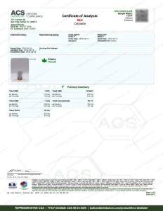 THCV Distillate COA page 1 of 4, ACS Laboratory, tested 08-24-2026
