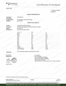 THCV Isolate COA page 1, Anresco Laboratories