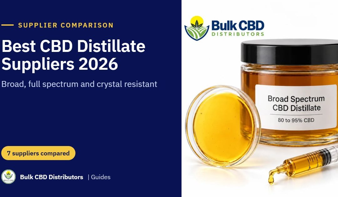 Best CBD Distillate Suppliers in 2026: Broad, Full Spectrum and Crystal Resistant Sources Compared