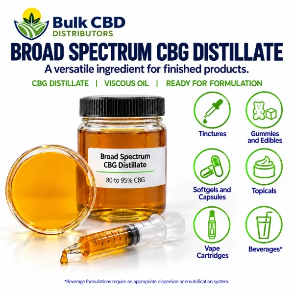 Broad Spectrum CBG Distillate formulation applications for private label products
