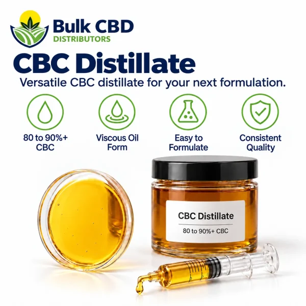 CBC Distillate key features: 80 to 90%+ CBC, easy to formulate and consistent quality