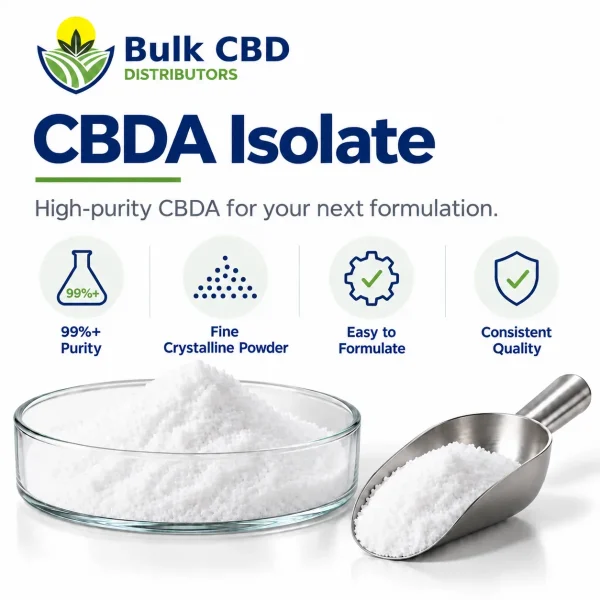 CBDA isolate key features for manufacturers, including high purity and a fine crystalline powder