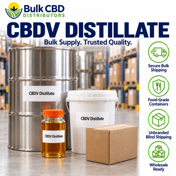 CBDV Distillate bulk shipping and packaging in unbranded containers