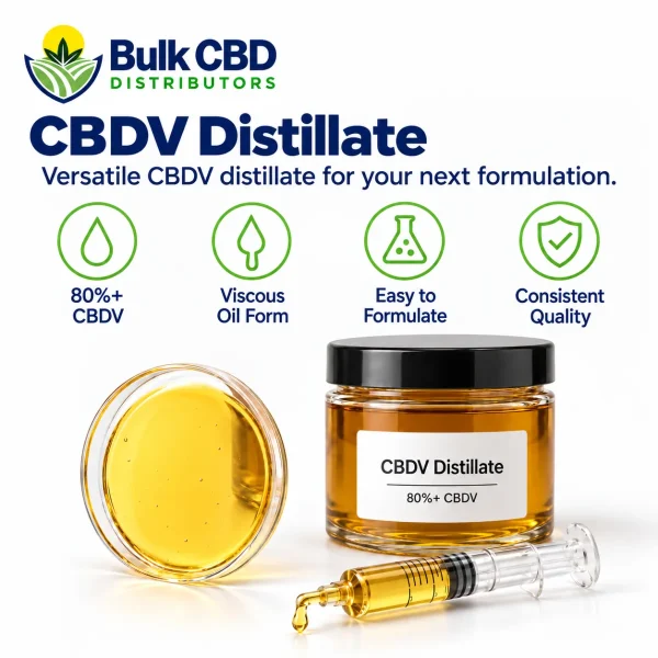CBDV Distillate key features: 80%+ CBDV, easy to formulate and consistent quality
