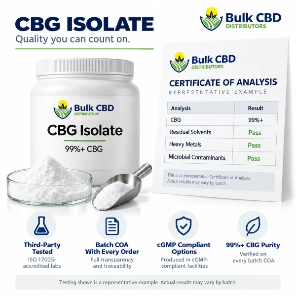 CBG isolate with a certificate of analysis from third-party lab testing