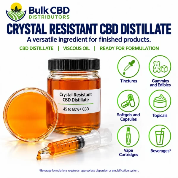 Crystal Resistant CBD Distillate formulation applications for private label products