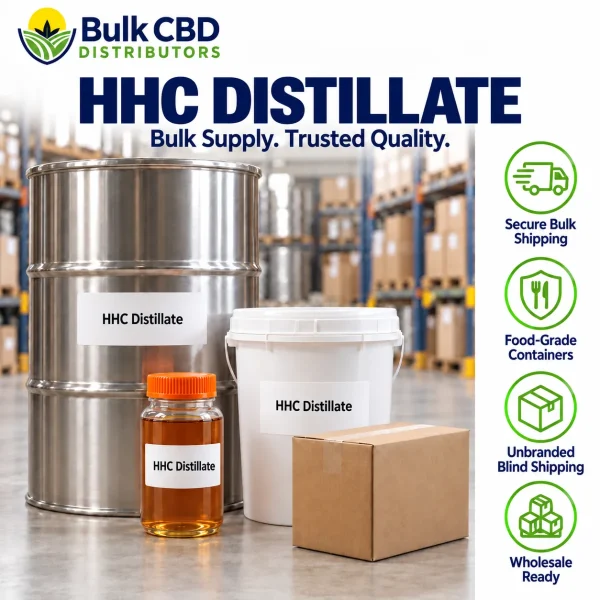 HHC Distillate bulk shipping and packaging in unbranded containers