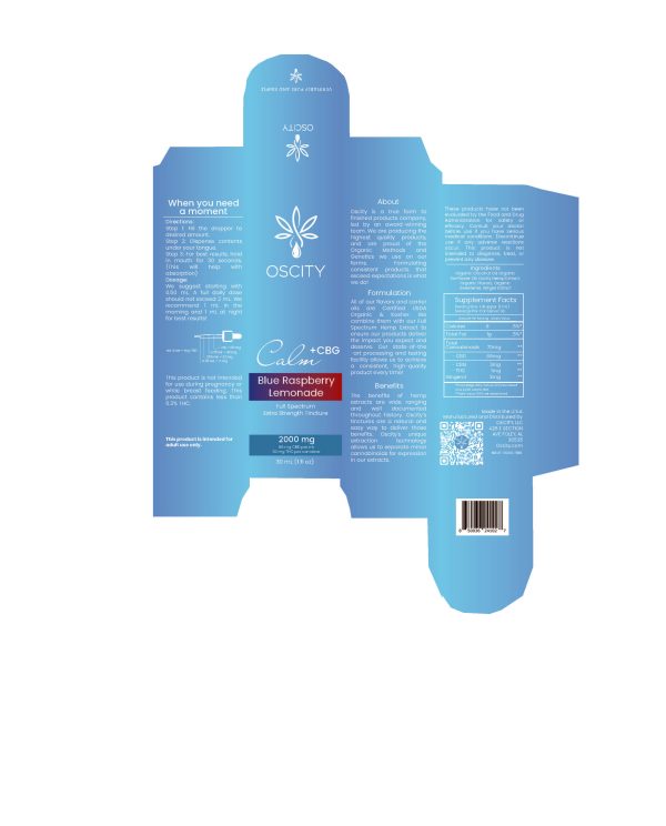 Oscity Blue Raspberry Lemonade CBD + CBG Calm Tincture 2000mg
