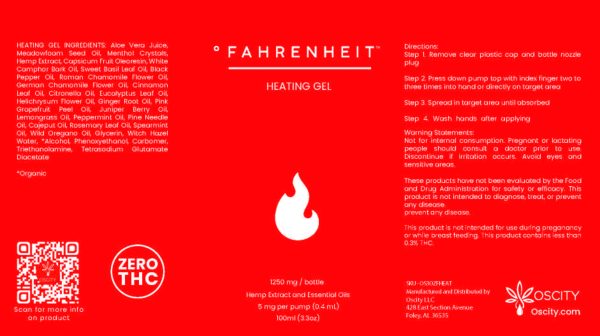 Oscity Fahrenheit CBD Heating Gel 1250mg