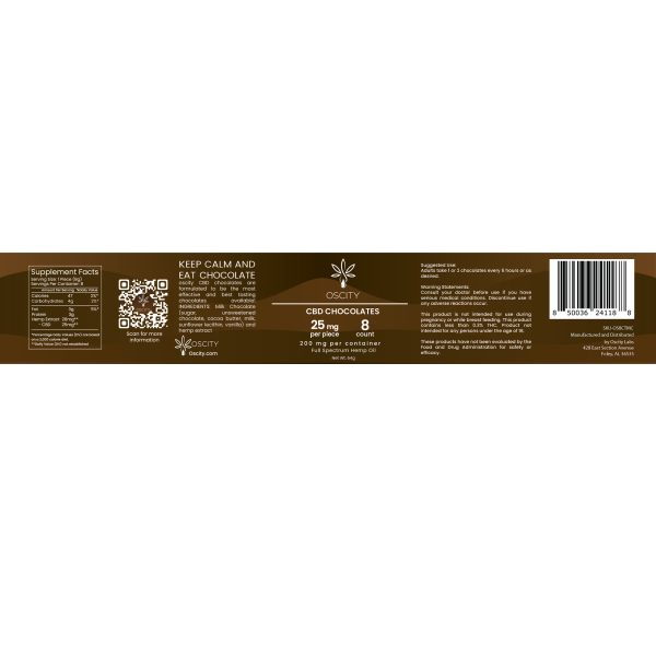 Oscity Full Spectrum CBD Milk Chocolates 200mg