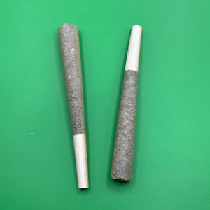 Two THCA hemp pre-rolls side by side with filter tips