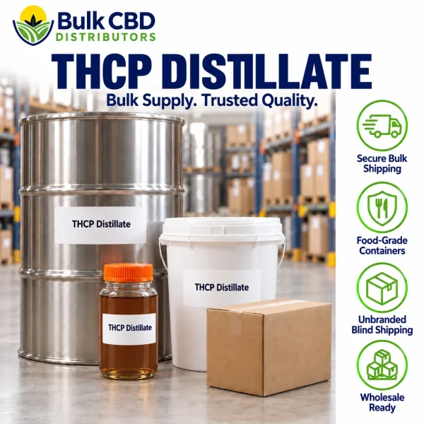 THCP Distillate bulk shipping and packaging in unbranded containers