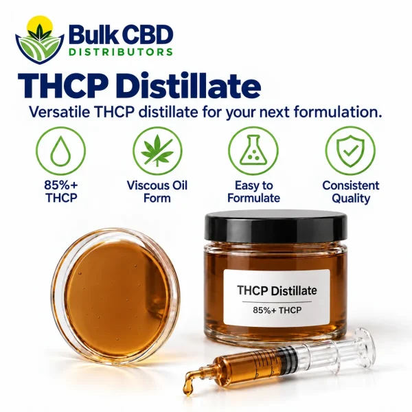 THCP Distillate key features: 85%+ THCP, easy to formulate and consistent quality