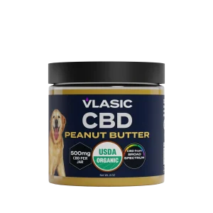 Vlasic Labs Organic CBD Pet Peanut Butter 500mg jar for dogs