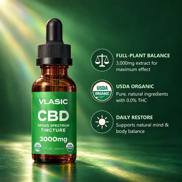 Vlasic Labs USDA Organic Broad Spectrum CBD Tincture 3000mg product details