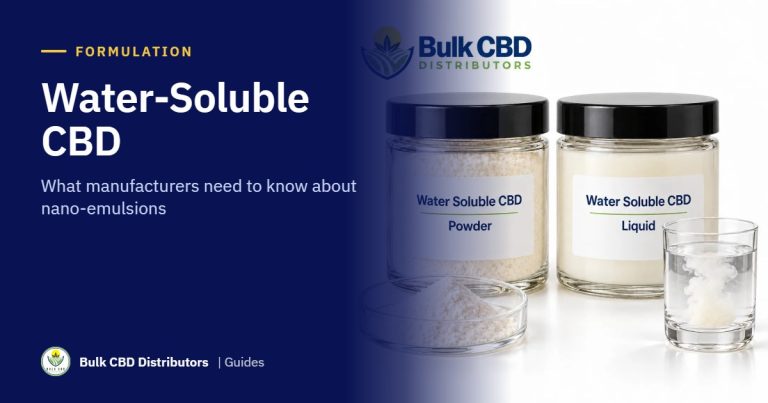 Water-Soluble CBD: What Manufacturers Need to Know About Nano-Emulsification and Bulk Sourcing guide graphic