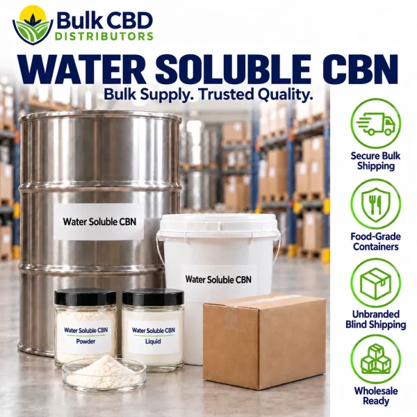 Water Soluble CBN bulk supply with a 100 kg+ steel drum, bucket and blind shipped boxes