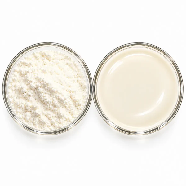 Water Soluble CBN powder and liquid side by side in petri dishes